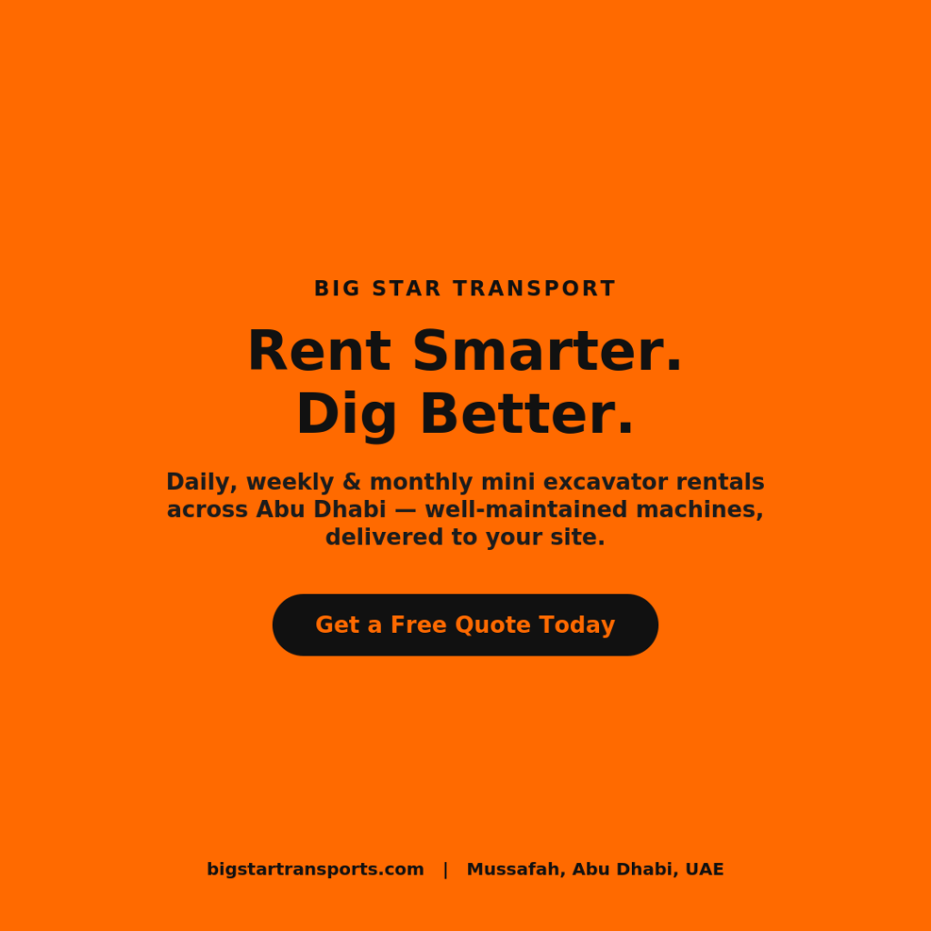 mini excavator rental in Mussafah