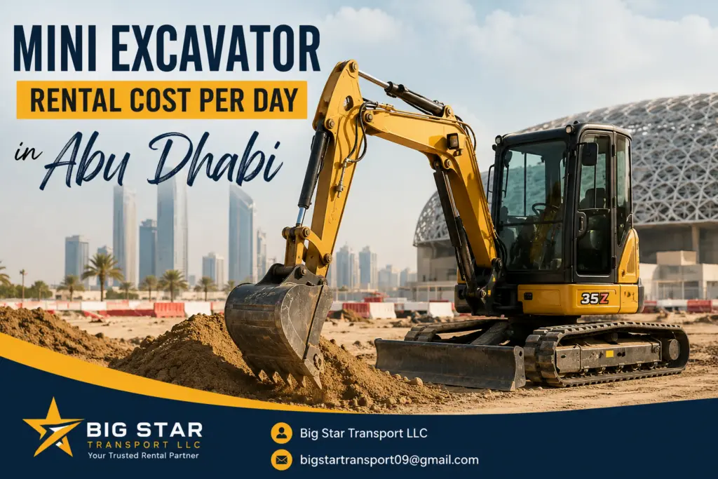 Mini Excavator Rental Cost Per Day in Abu Dhabi